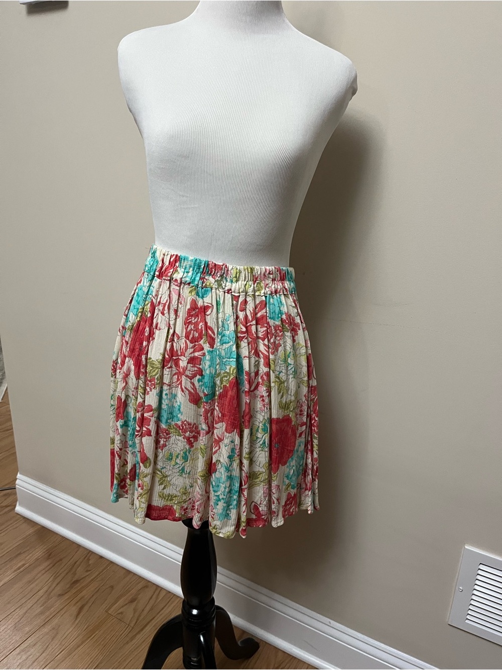 Love Floral Circle Skirt in Coral, Aqua & Cream